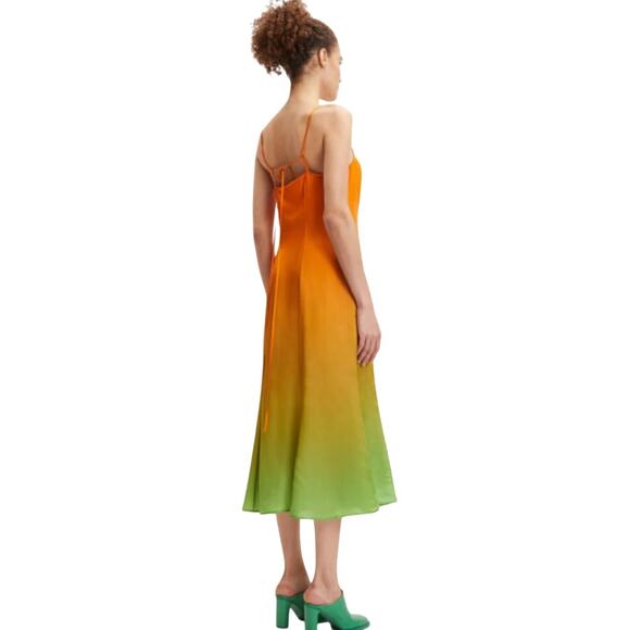 SAMSOE SAMSOE Women's Annah Midi Slip Dress XS Orange Green Ombre Dip Dyed - Picture 4 of 16